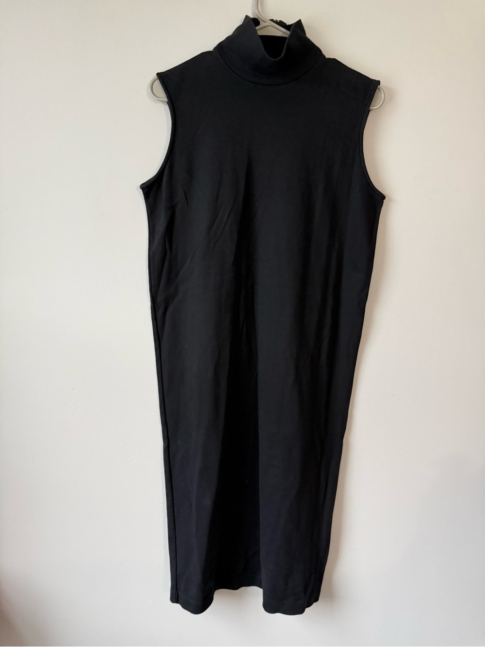 VTG J CREW Sleeveless Turtleneck Midi Dress Classic Minimalist Cotton Black M